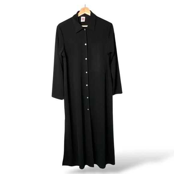 JW Black Maxi Length Shirt Dress / Long Line Blazer / Duster Sz L - Picture 1 of 10